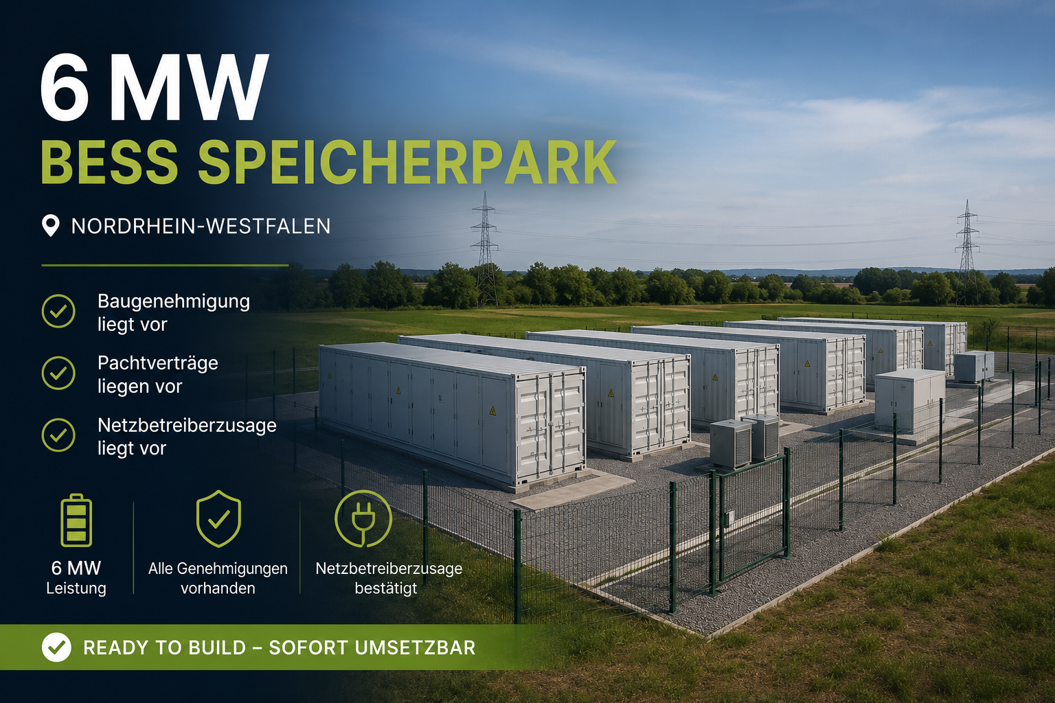 6MW BESS Speicher Projektrechte NRW